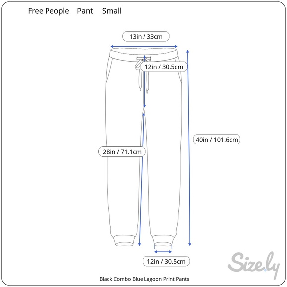 NWT Free People | Black Combo Blue Lagoon Print Pants Size Small - Picture 12 of 12